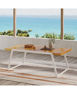 Minimalist Chic Acacia Wood Slat Panel Dining Table