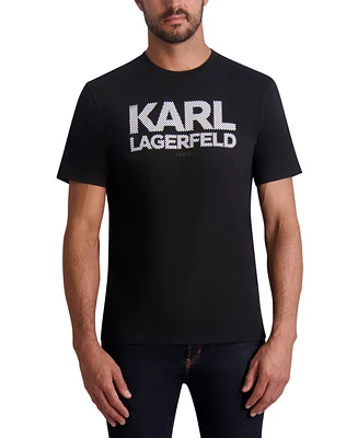 Karl Lagerfeld Paris Men's Slim-Fit Checkered Logo Graphic T-Shirt