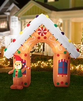 Glitzhome 8FT Lighted Gingerbread House Inflatable Decor