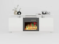 160cm High Gloss Tv Cabinet Tv Unit With Fireplace, Have Heat And Flame Color Changes