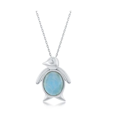 Caribbean Treasures Sterling Silver Larimar Penguin Pendant