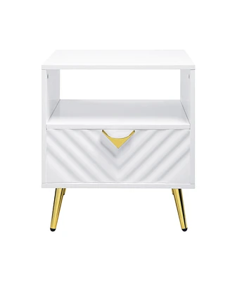 Simplie Fun Gaines End Table, White High Gloss Finish