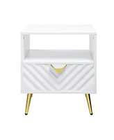 Simplie Fun Gaines End Table, White High Gloss Finish