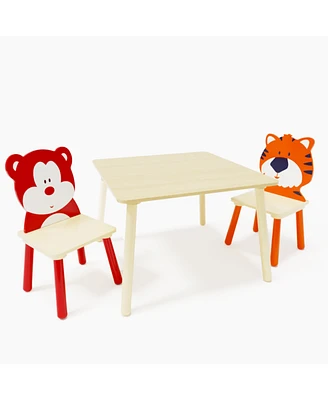Simplie Fun Kids Wooden Table & Chair Set (Bear Tiger)