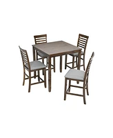 Streamdale Furniture Elegant 5-Piece Solid Wood Counter Height Dining Table Set with Upholstered Chairs