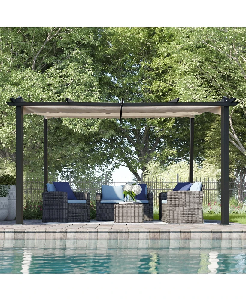 Simplie Fun Retractable Canopy Pergola Adjustable Shade for Outdoor Living