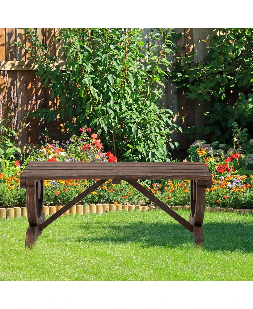 Simplie Fun Rustic Wagon Wheel Bench Elegant Outdoor Seating for 2