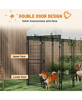 Streamdale Furniture Spacious Outdoor Dog Kennel with Protective Roof and Sturdy Steel Frame