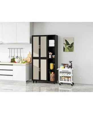 Simplie Fun 4 Door Cabinet with 4 Shelves with 4 Adjustable Inner Shelves, Storage Cabinet