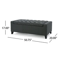 Stylish Dark Grey Storage Ottoman with Tufted Top
