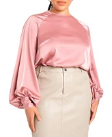 Eloquii Plus Poet Sleeve Blouse With Tie Back