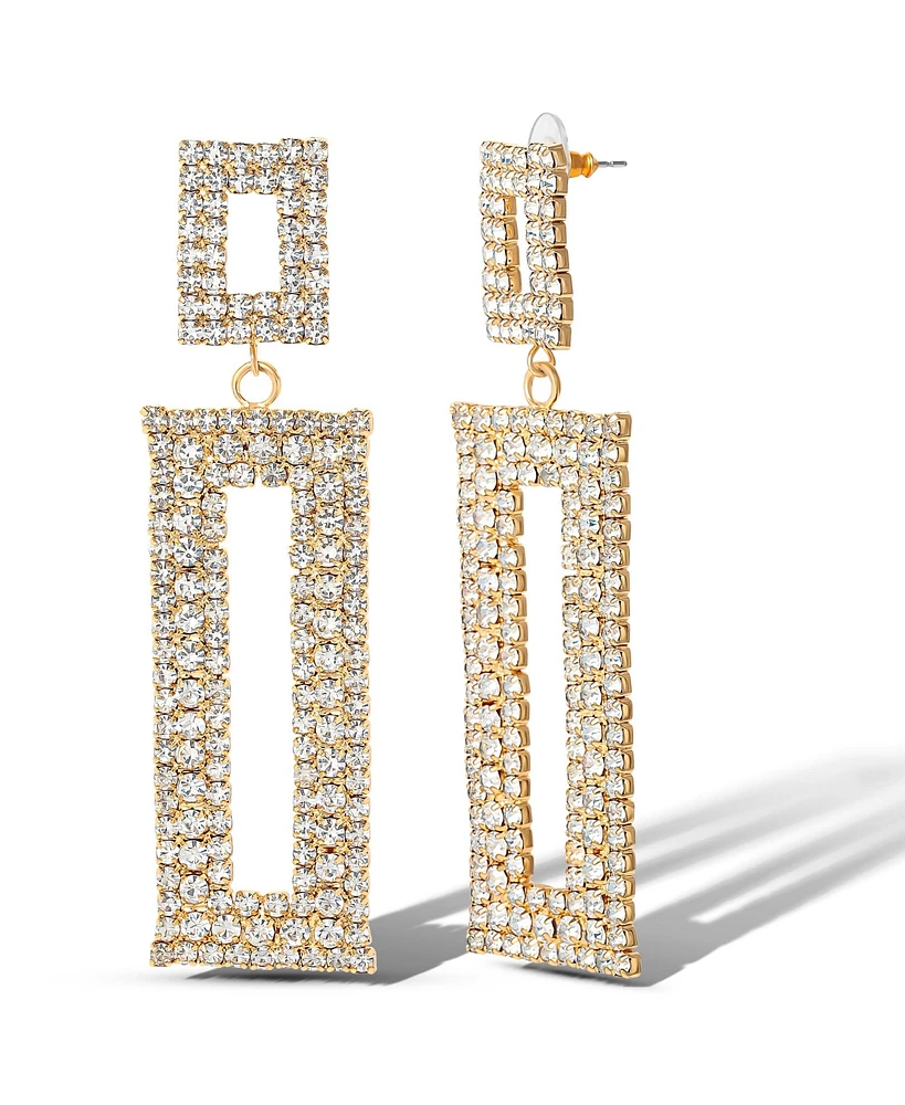 Jessica Simpson Flash Yellow Gold Plated Crystal Rectangle Drop Earrings