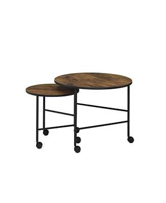 Simplie Fun Oblis 2Pc Pk Nesting Tables, Vintage Oak