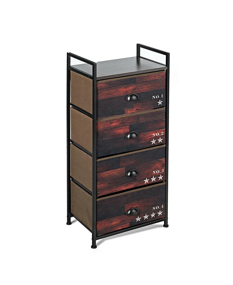 Sugift Industrial 4 Fabric Drawers Storage Dresser with Fabric Drawers and Steel Frame