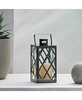 Modern Stainless Steel and Tempered Glass Lantern with X-Frame Design