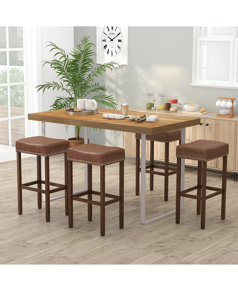 Slickblue Upholstered Bar Stools Set of 2 with Footrests for Counter