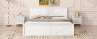 King Size Wooden Platform Bed with Four Storage Drawers and Support Legs, Gray