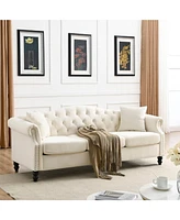 3-seater + 3-seater Combination sofa.Beige Velvet W834S00065