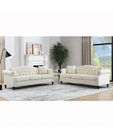 Simplie Fun 3-seater + 3-seater Combination sofa.Beige Velvet W834S00065