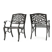 Elegant Traditional Dining Chairs with Aluminum Frame and Floral Accents