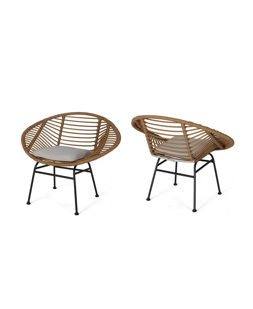 Simplie Fun Modern Black Round Basket Chair with Cushions for Patio