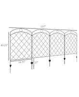 Decorative Black Wire Grid Garden Fence Panels with Arches and Rings