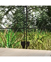 Streamdale Furniture Decorative Black Wire Grid Garden Fence Panels with Arches and Rings