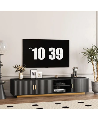 Chic & Modern Wavy Pattern Tv Stand with Led Lights