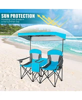 Slickblue Portable Folding Camping Canopy Chairs with Cup Holder