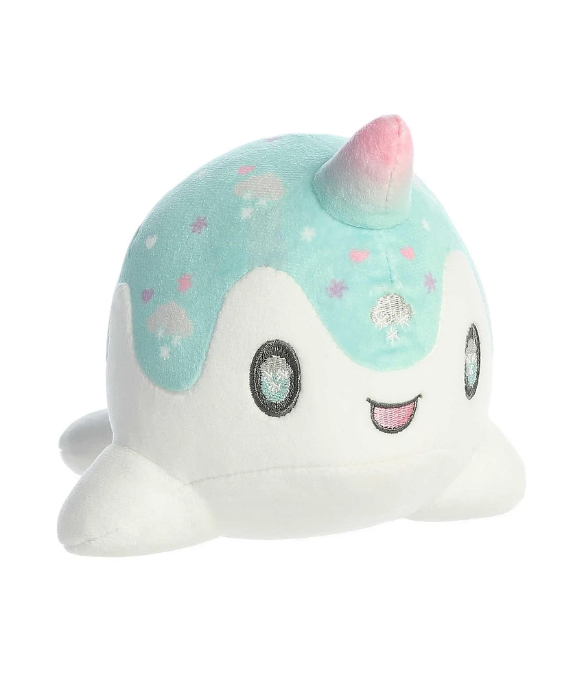 Aurora Small Snowfall Nomwhal Tasty Peach Festive Plush Toy White 8"