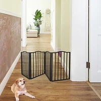 Pet Gate – Dog Gate for Doorways, Stairs or House – Freestanding, Folding, black, Arc Wooden