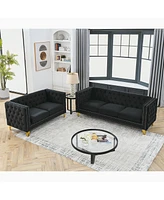 Simplie Fun 3 Seater + 2 Seater Combination Sofa.Black Velv