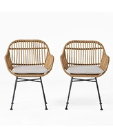 Simplie Fun Modern Rattan Chair Sleek Lines, Durable Rattan, Water-Resistant Cushions