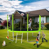 Simplie Fun 12FT Trampoline with Safety Enclosure, Basketball Hoop, and Ladder