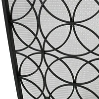 Geometric Iron Fireplace Screen with Single Overlapping Panel