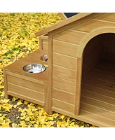 Streamdale Furniture Weatherproof Pet House with Elevated Feeder and Storage Box