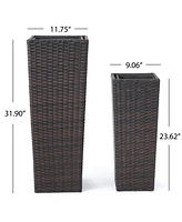 Multibrown Wicker Flower Pots - Set of 2