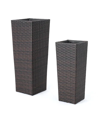 Multibrown Wicker Flower Pots - Set of 2
