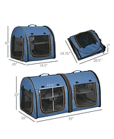 Streamdale Furniture Durable Pet Carrier with Hammock, Double Zippered Doors, and Detachable Crates