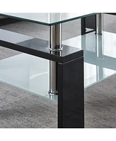 Streamdale Furniture Modern Glass Coffee Table with Spacious Storage and Tempered Glass Design