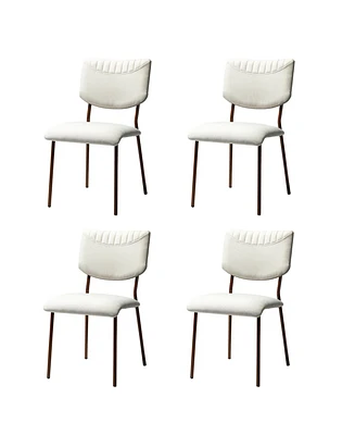 Simplie Fun Virginia Upholstery Dining Chair With Transfer Print Legs, Set Of 4, White