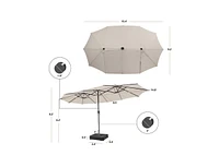 Slickblue Double-Sided Patio Umbrella with 48 Led Lights for Evening Outdoor Shade