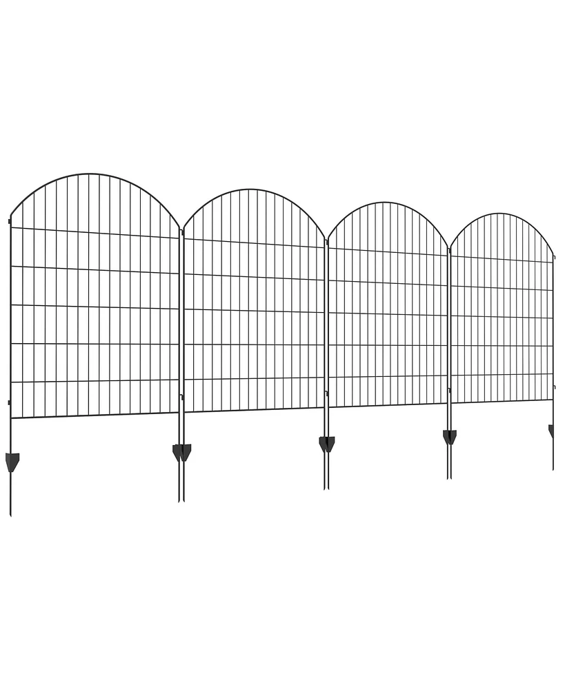 Outsunny 11.4' Garden Fence Steel Border Flower Edging, Pack of 4, Grids