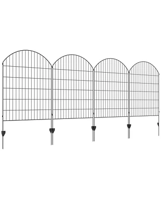 Outsunny 11.4' Garden Fence Steel Border Flower Edging, Pack of 4, Grids