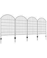Outsunny 11.4' Garden Fence Steel Border Flower Edging, Pack of 4, Grids