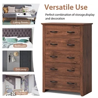 Costway 5 Drawer Chest Storage Dresser Tall Cabinet Organizer Bedroom Hallway