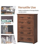 Costway 5 Drawer Chest Storage Dresser Tall Cabinet Organizer Bedroom Hallway