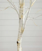 Nearly Natural 6ft. Pre-Lit Artificial White Birch Tree with 90 White Led Lights