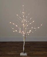 Nearly Natural 4ft. Pre-Lit Artificial White Birch Tree with 51 White Led Lights