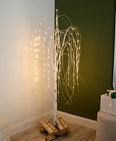 Nearly Natural 6ft. Pre-Lit Artificial White Weeping Willow Tree with 160 Warm White Led Lights